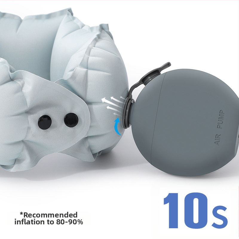 Надуваема U-образна възглавница за шия с помпа; Модел: дълга възглавница с помпа; Материал: Milk Silk; Стил: модерен и минималистичен; Подходяща за възрастни