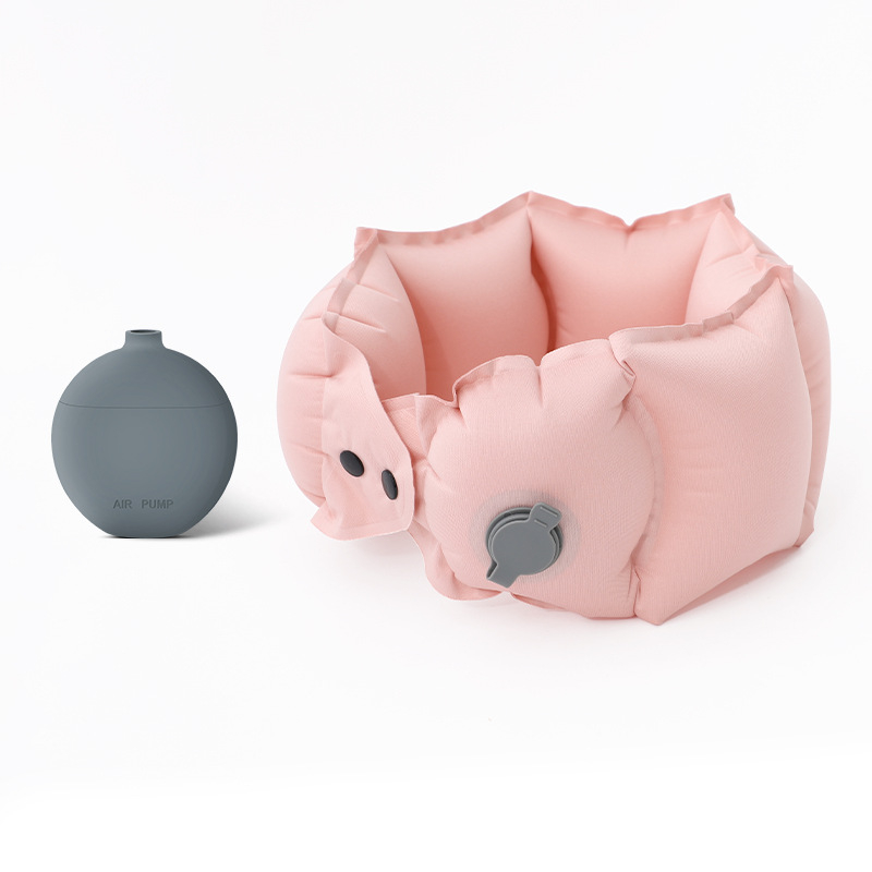 Надуваема U-образна възглавница за шия с помпа; Модел: дълга възглавница с помпа; Материал: Milk Silk; Стил: модерен и минималистичен; Подходяща за възрастни