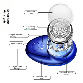 FH061-2 Φορητός ηλεκτρικός ξυριστήρας με 1 περιστρεφόμενη κεφαλή, LED οθόνη, αποσπώμενη πλενόμενη κεφαλή, ενσωματωμένη μπαταρία, αυτονομία 40 λεπτών