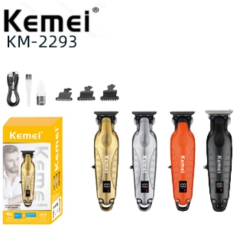 Elektrinis plaukų kirpimo prietaisas su LCD ekranu, patobulinta KM-2299 versija, KM-2293 modelis; ašmenys iš titano lydinio; korpusas su purškimo danga; valymas be vandens; skirtas bendram naudojimui