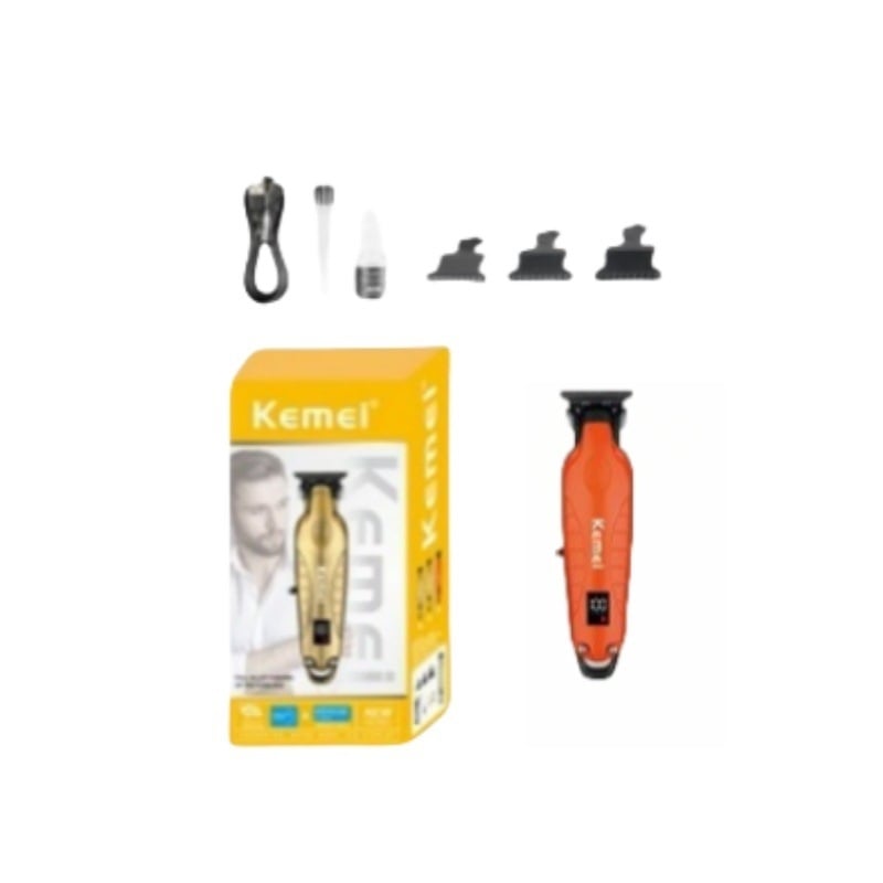 Elektrinis plaukų kirpimo prietaisas su LCD ekranu, patobulinta KM-2299 versija, KM-2293 modelis; ašmenys iš titano lydinio; korpusas su purškimo danga; valymas be vandens; skirtas bendram naudojimui