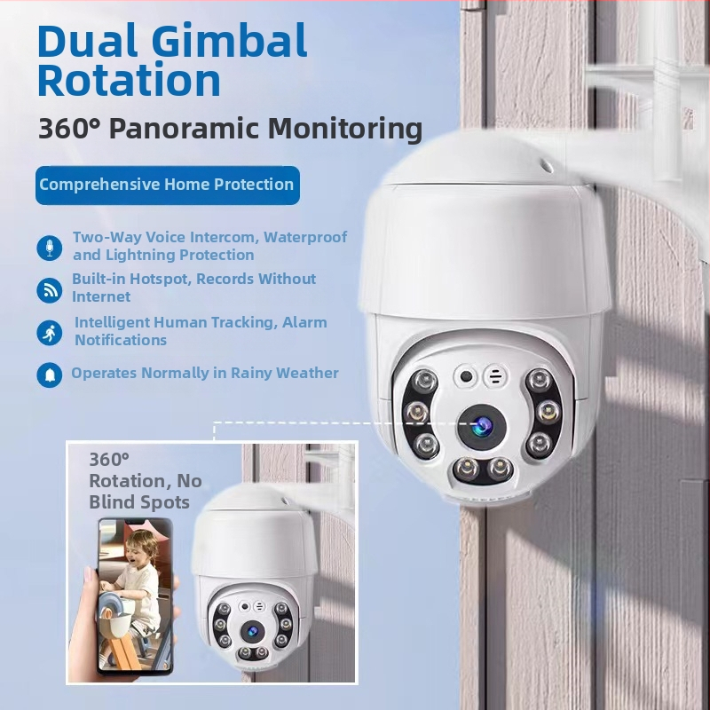 Вътрешна безжична охранителна камера – 1080p HD, 360° панорама, нощно виждане, Wi‑Fi връзка и алармени известия