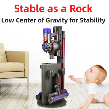 Ράφι αποθήκευσης Dyson με βάση φόρτισης | χωρίς οπές, εγκατάσταση στο πάτωμα | Συμβατό με V7/V8/V10/V11 (Υλικό: ανθρακούχος χάλυβας + ABS; Στυλ: απλό και μοντέρνο; 1 στρώμα; Χρήση: σαλόνι)