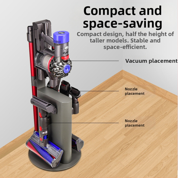 Ράφι αποθήκευσης Dyson με βάση φόρτισης | χωρίς οπές, εγκατάσταση στο πάτωμα | Συμβατό με V7/V8/V10/V11 (Υλικό: ανθρακούχος χάλυβας + ABS; Στυλ: απλό και μοντέρνο; 1 στρώμα; Χρήση: σαλόνι)