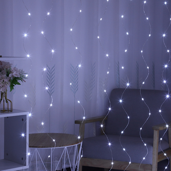 LED лампа за завеси с медни проводници USB 3x3 м, 300 светодиоди, IP54, дистанционно управление