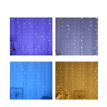 LED лампа за завеси с медни проводници USB 3x3 м, 300 светодиоди, IP54, дистанционно управление