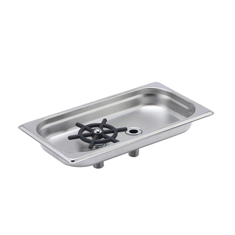 Rozsdamentes acélból készült automata pohármosó – beépítve a bárpultra, nagy nyomású vízsugár, mosogató szűrővel és szűrőhálóval