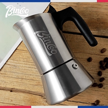 Bincoo moka pot με μια βαλβίδα από ανοξείδωτο ατσάλι, ιταλικού στυλ για οικιακή χρήση, συμπαγής καφετιέρα για συμπυκνωμένη εξαγωγή