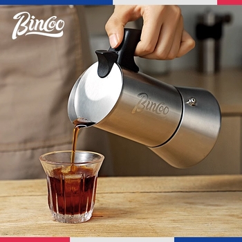 Bincoo moka pot με μια βαλβίδα από ανοξείδωτο ατσάλι, ιταλικού στυλ για οικιακή χρήση, συμπαγής καφετιέρα για συμπυκνωμένη εξαγωγή