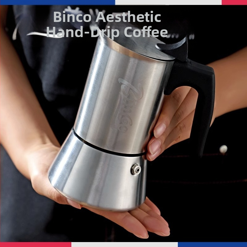 Bincoo едноклапанна мока пот от неръждаема стомана, италиански стил, домашна компактна кафеварка за концентрирано извличане