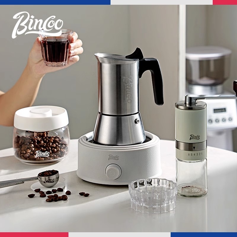 Bincoo едноклапанна мока пот от неръждаема стомана, италиански стил, домашна компактна кафеварка за концентрирано извличане