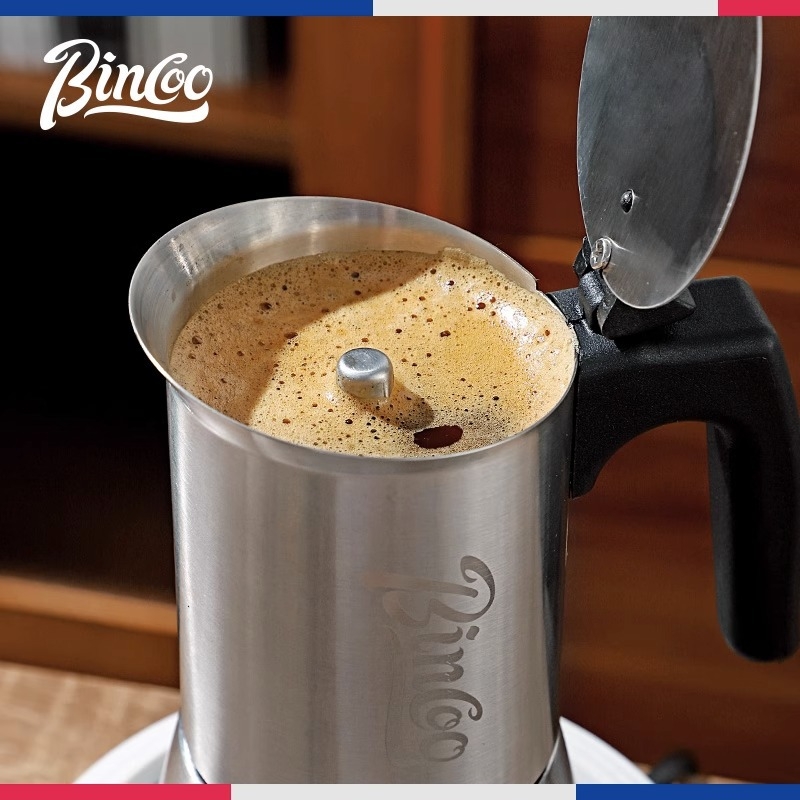 Bincoo едноклапанна мока пот от неръждаема стомана, италиански стил, домашна компактна кафеварка за концентрирано извличане