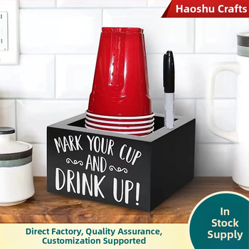 Ξύλινος διανομέας ποτηριών και θήκη γραφείου - Οργανωτής για χαρτινά ποτήρια, Χωρητικότητα 1L, Ξύλινη κατασκευή, Μοντέρνος μινιμαλιστικός σχεδιασμός, Εκτύπωση λογότυπου