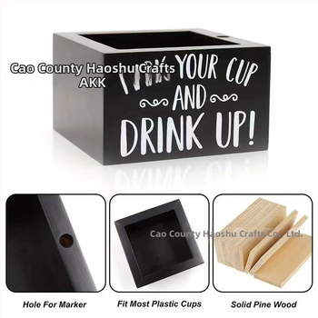 Ξύλινος διανομέας ποτηριών και θήκη γραφείου - Οργανωτής για χαρτινά ποτήρια, Χωρητικότητα 1L, Ξύλινη κατασκευή, Μοντέρνος μινιμαλιστικός σχεδιασμός, Εκτύπωση λογότυπου