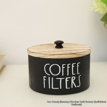 Επιτραπέζιο κουτί αποθήκευσης φίλτρων καφέ, ξύλο παουλώνια, χωρητικότητα 1L, μοντέρνο μινιμαλιστικό στυλ