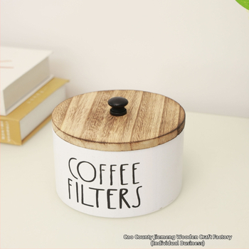 Επιτραπέζιο κουτί αποθήκευσης φίλτρων καφέ, ξύλο παουλώνια, χωρητικότητα 1L, μοντέρνο μινιμαλιστικό στυλ
