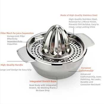 Rankinė sulčiaspaudė iš nerūdijančio plieno, daugiafunkcinė, su spaudintu logotipu, prekinis ženklas Refining