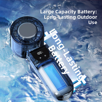 USB vėjelė su įmontuota ličio baterija 2000–4000 mAh, bešepetėlinis variklis, 5 mentelės, 3 greičiai, veikimo laikas 6–8 valandos