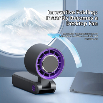 USB vėjelė su įmontuota ličio baterija 2000–4000 mAh, bešepetėlinis variklis, 5 mentelės, 3 greičiai, veikimo laikas 6–8 valandos