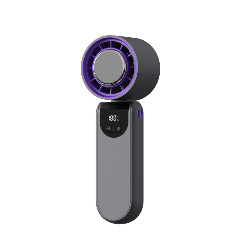 USB vėjelė su įmontuota ličio baterija 2000–4000 mAh, bešepetėlinis variklis, 5 mentelės, 3 greičiai, veikimo laikas 6–8 valandos