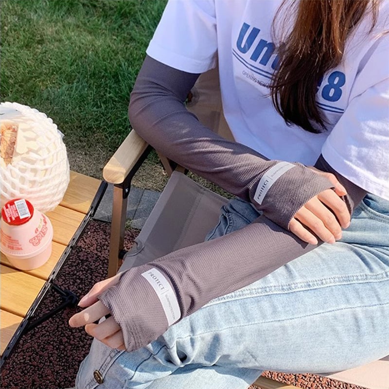 Moteriškos Ice Silk UV rankovės lauko važiavimui – laisvas kirpimas, poliesterio-spandekso mišinys