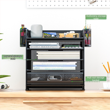 5-етажен рафт за файлове от въглеродна стомана с чекмедже за бюро – офисен организатор документи