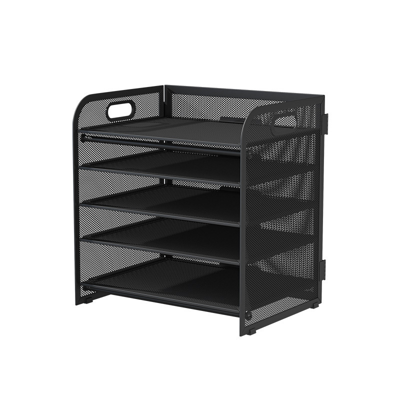 5-етажен рафт за файлове от въглеродна стомана с чекмедже за бюро – офисен организатор документи