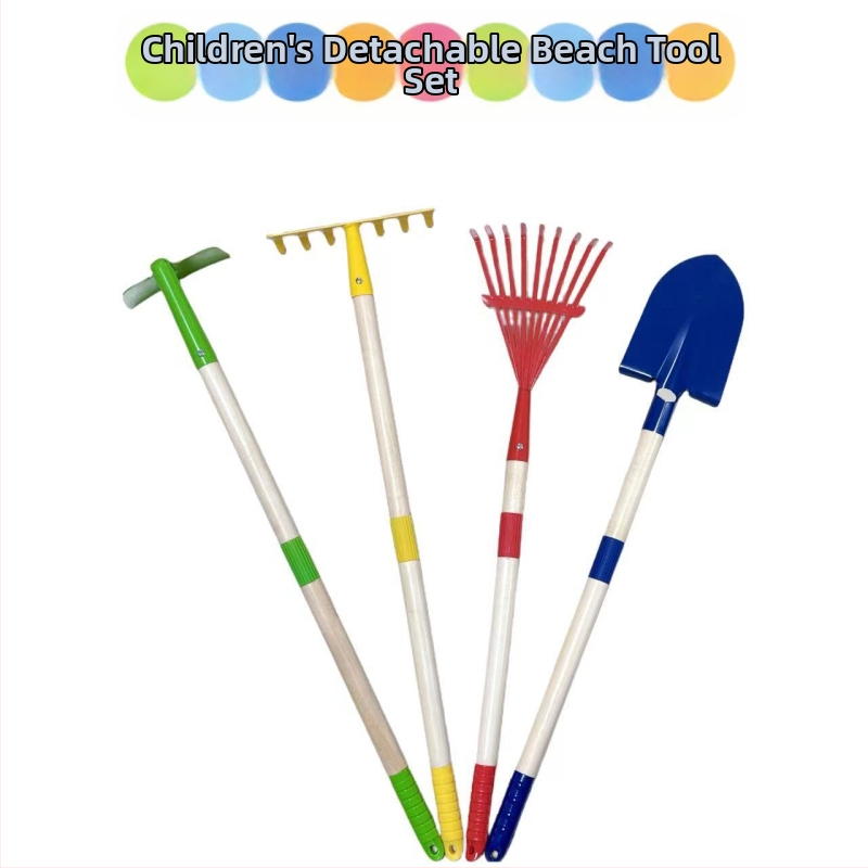 Vaikų kastuvėlių rinkinys smėliui ir sodui – plieninis korpusas, medinė rankena, kastuvėlės galvutės svoris 323 g, tinkamas namų sodo ir lauko žaidimams prie jūros