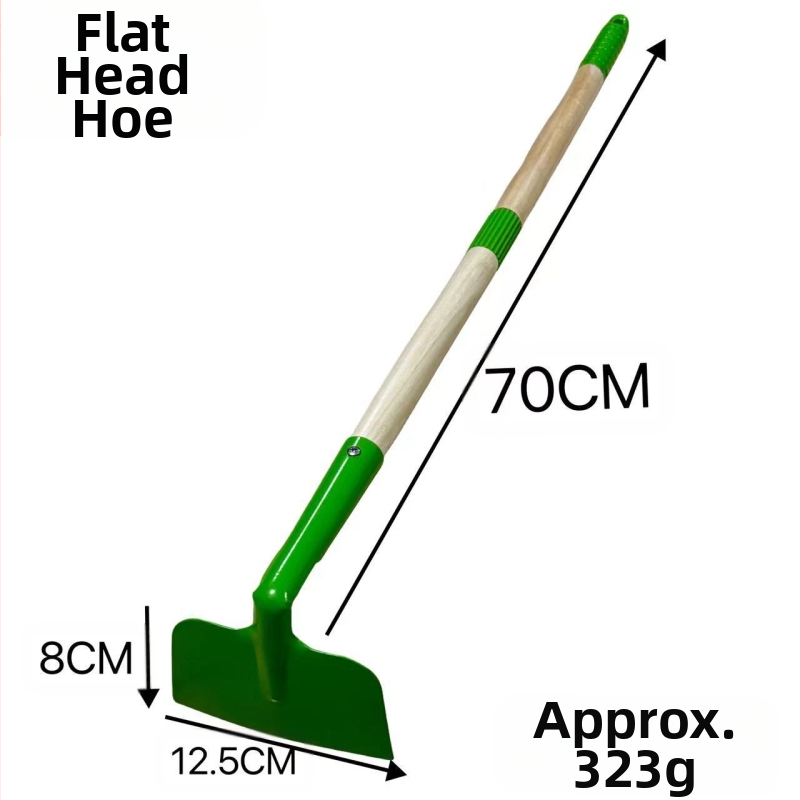 Vaikų kastuvėlių rinkinys smėliui ir sodui – plieninis korpusas, medinė rankena, kastuvėlės galvutės svoris 323 g, tinkamas namų sodo ir lauko žaidimams prie jūros