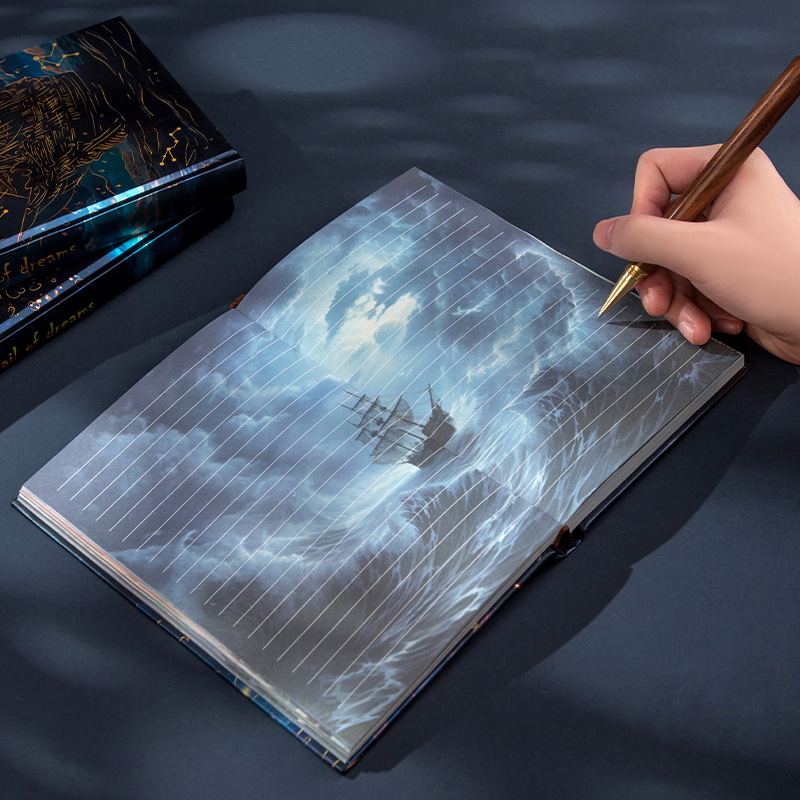 Dream Sail Tvrdi dnevnik s 3D ilustracijom naslovne stranice — Dowling papir, 100 g/m², zaključavajuće vezanje