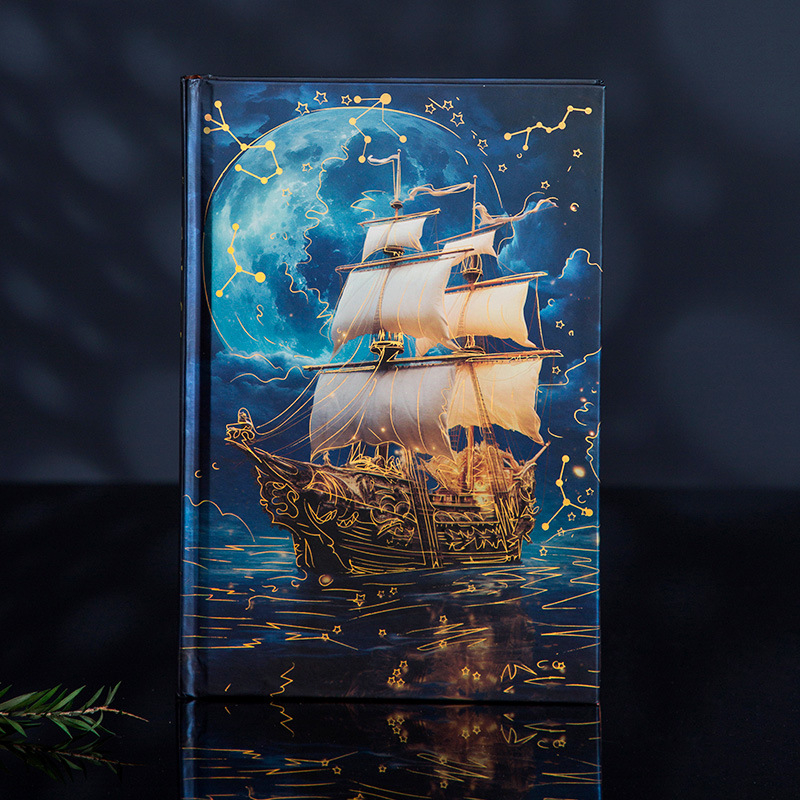 Dream Sail Tvrdi dnevnik s 3D ilustracijom naslovne stranice — Dowling papir, 100 g/m², zaključavajuće vezanje