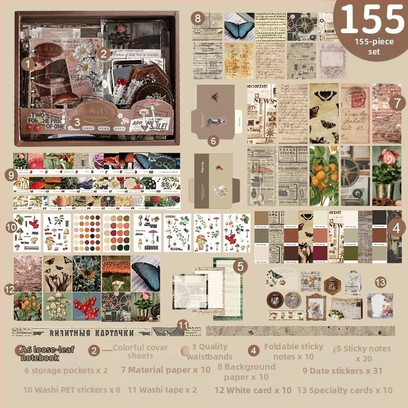 Σετ planner με ρετρό στυλ σε κουτί δώρου για παιδιά – Δώρο γενεθλίων, για εκπαιδευτικά μαθήματα και για τελετές αποφοίτησης