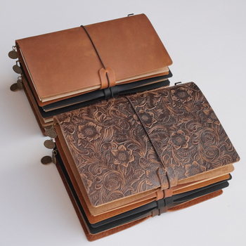 Bilježnica od prave kože, retro Crazy Horse izgled, s razdvojenim listovima, papir 100 g, stil 19864248