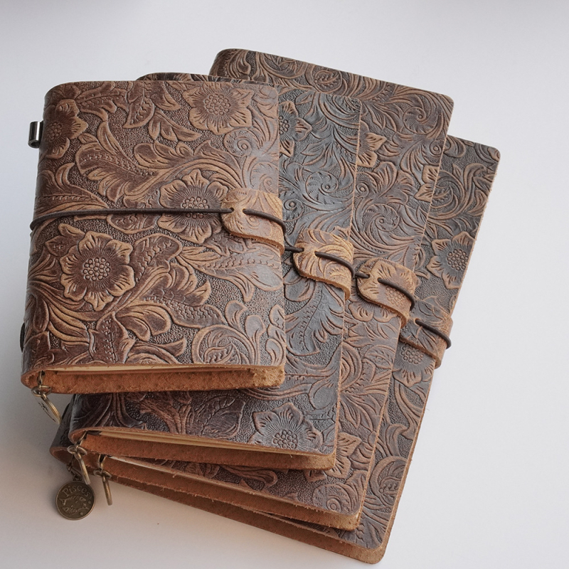 Bilježnica od prave kože, retro Crazy Horse izgled, s razdvojenim listovima, papir 100 g, stil 19864248