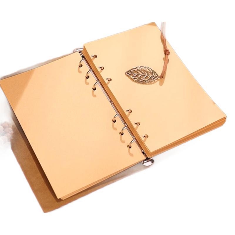 Bilježnica s otpuštivim listovima, kožnim izgledom kućišta, kraft papir, 75 stranica, nostalgičan retro stil