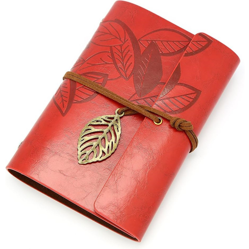 Bilježnica s otpuštivim listovima, kožnim izgledom kućišta, kraft papir, 75 stranica, nostalgičan retro stil