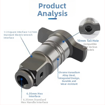 Адаптерна глава за електрически гаечен ключ със квадратен вал, двойни магнитни пневматични съединители, конструкция от алуминий и чугун