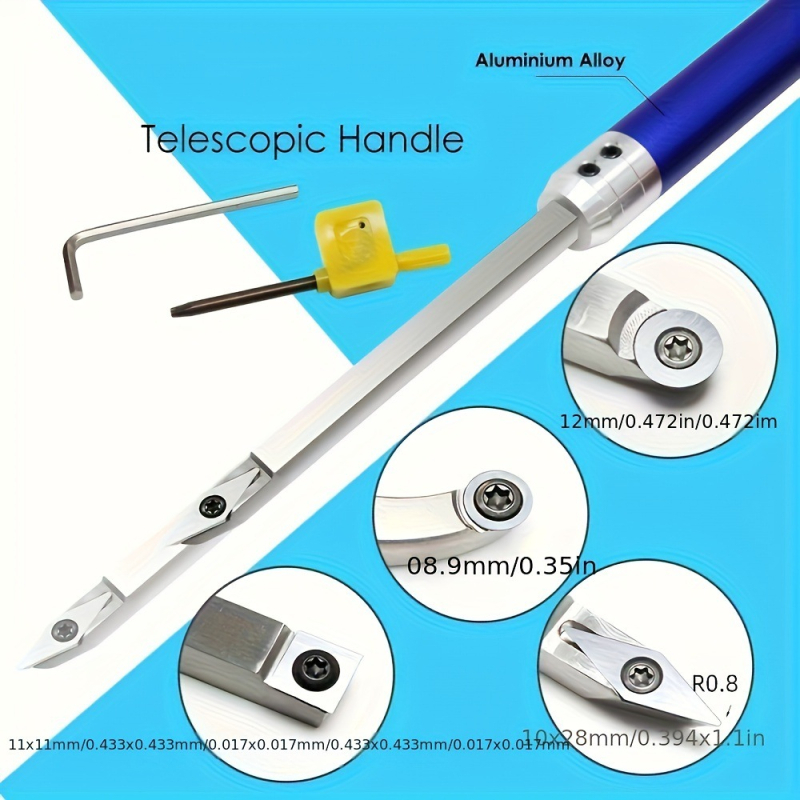 Стругарски инструмент за дърво с карбидна режеща глава, стоманена пръчка и алуминиева дръжка