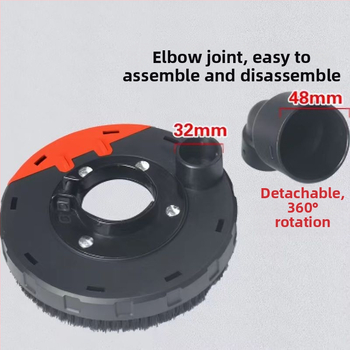 Прахозащитен кожух за ъглошлайф със сменяем въртящ се ъглов свързвач, пластмаса
