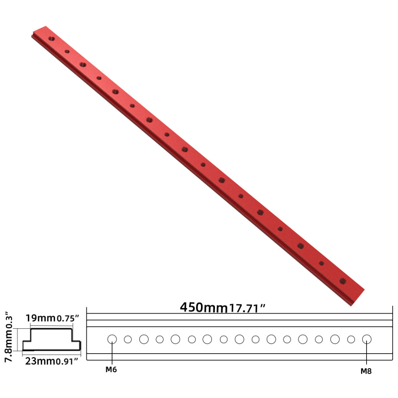 Алуминиев сплав Т-слотов водач за дърводелство – универсален жлеб 30/45, комплект 1 бр., за работна маса, домашна употреба