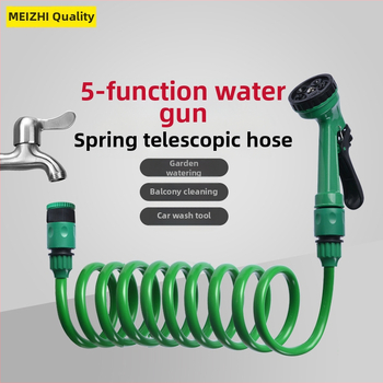 Beauty quality Teleskopiska atsperes ūdens šļūtene ar 5 funkciju izsmidzināšanai, EVA sprādzienizturīgs caurule, pieslēdz pie krāna
