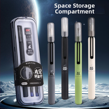 Fontaninis rašiklis su kartridžo įdėklu, EF nib, iridijos galas, magnetinis dangtelis, Space Storage Warehouse modelis