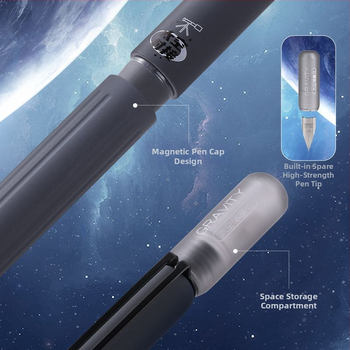 Fontaninis rašiklis su kartridžo įdėklu, EF nib, iridijos galas, magnetinis dangtelis, Space Storage Warehouse modelis