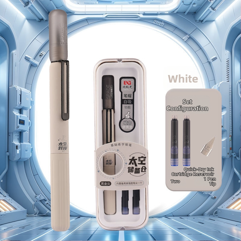 Fontaninis rašiklis su kartridžo įdėklu, EF nib, iridijos galas, magnetinis dangtelis, Space Storage Warehouse modelis