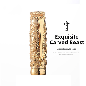 Dovanų rašiklis su retro kinų reljefu, nib 18KGP, metalinis korpusas, modelis Huabao, tintų įsiurbimo sistema