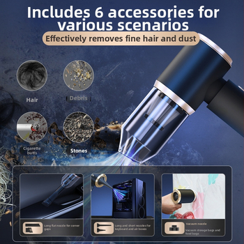 Rankinis belaidis automobilių dulkių siurblys su pūtimo funkcija, 120W, ≤36V, įrengta 3000–4000 mAh baterija, triukšmas 46–70 dB