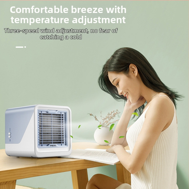 Мини USB охладител за въздух с воден резервоар 500 ml, 3 скорости, 5V/8W, безщетков мотор, шум 45–50 dB