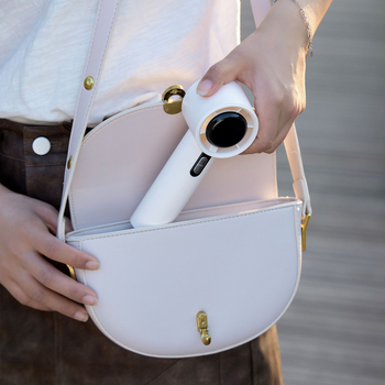 Rankinis USB ventiliatorius be mentelių, 5 greičiai, įmontuota baterija 2000–4000 mAh, tylus <36 dB