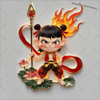 Μεταλλικός μαγνήτης ψυγείου με χαρακτήρες κινούμένων σχεδίων Nezha 2; προσαρμογή διαθέσιμη; μάρκα: Άλλη; Υποστηρίζεται Alipay