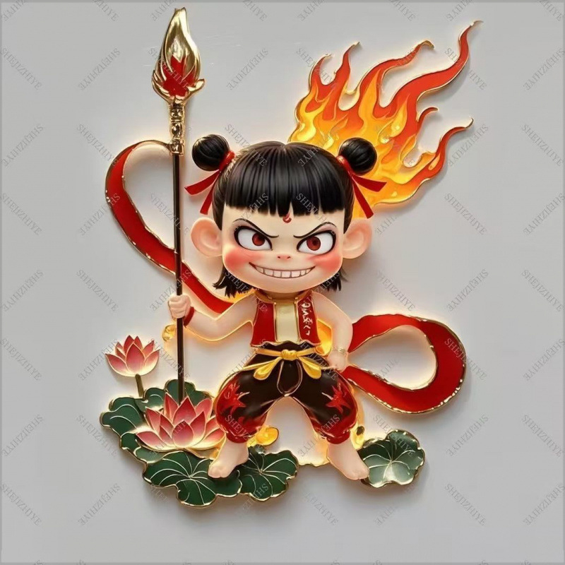 Μεταλλικός μαγνήτης ψυγείου με χαρακτήρες κινούμένων σχεδίων Nezha 2; προσαρμογή διαθέσιμη; μάρκα: Άλλη; Υποστηρίζεται Alipay